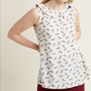ModCloth To the Nines Sleeveless Collared Top in Zebras